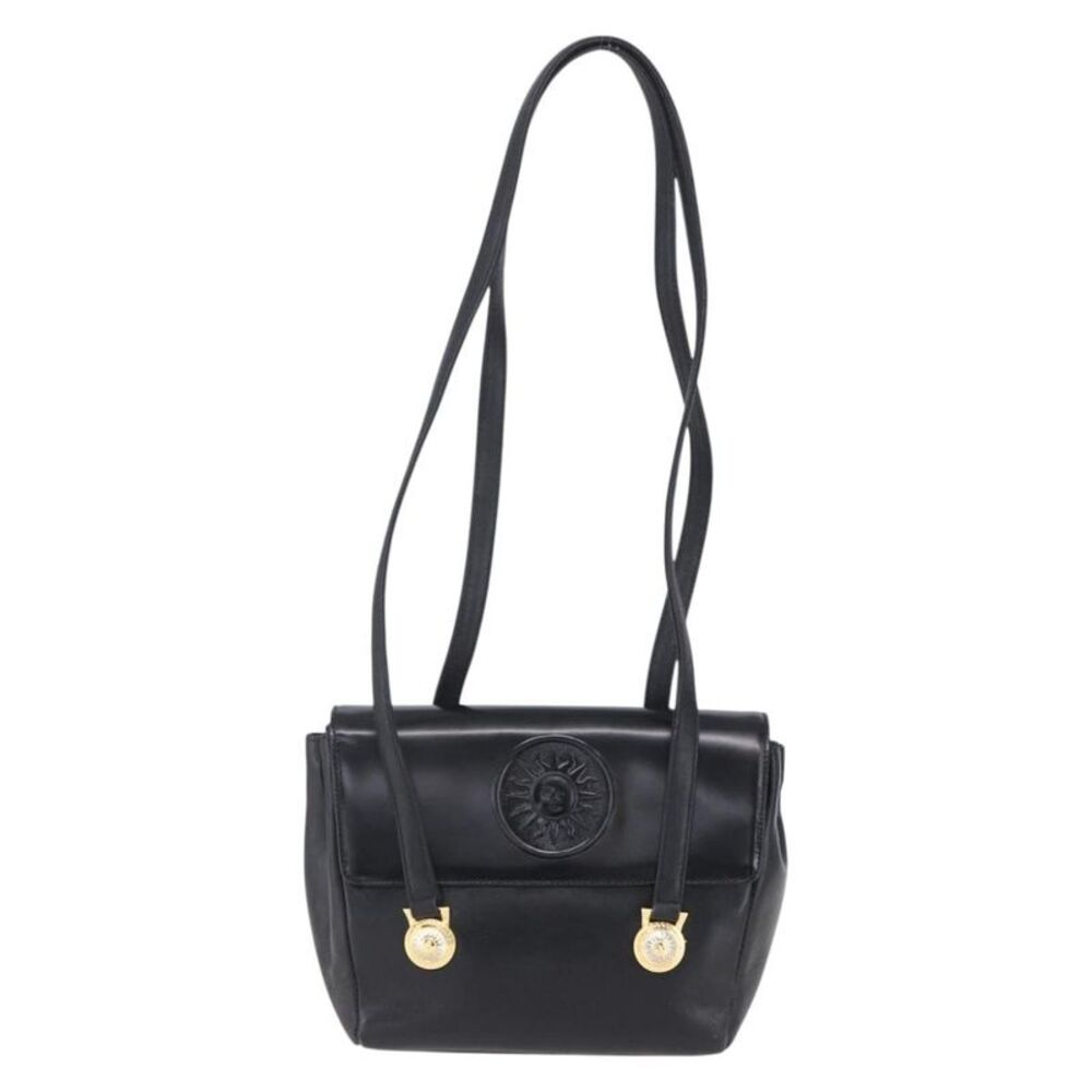 Versace Vintage Leather Black Leather Shoulder Bag Bag